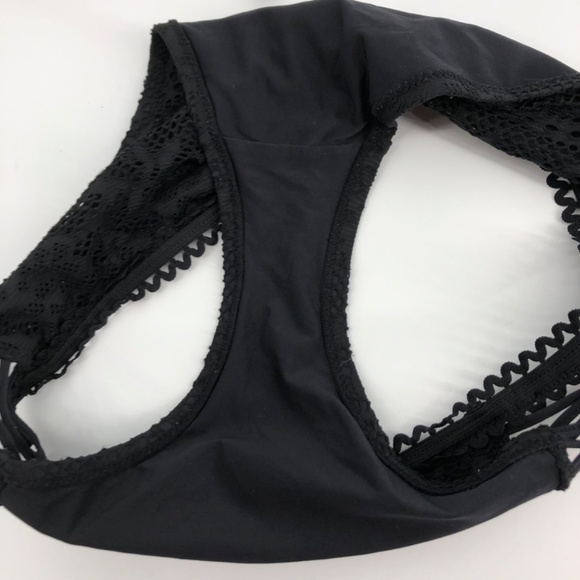 Becca by Rebecca Virtue Swim Two Piece Bikini Set Medium Black Crochet Strappy - Picture 11 of 13